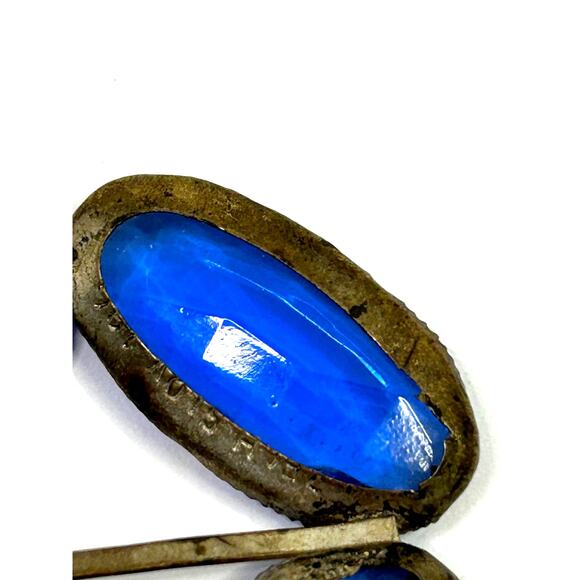 Antique Sapphire Blue Czech Glass‎ Sash Belt Buckle